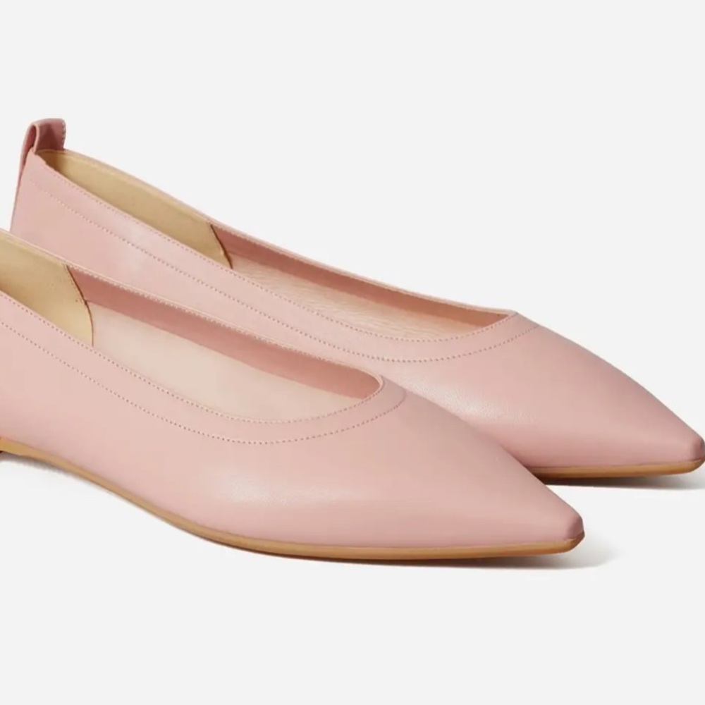 Everlane 40 hour day leather flat in pink, size 7.5